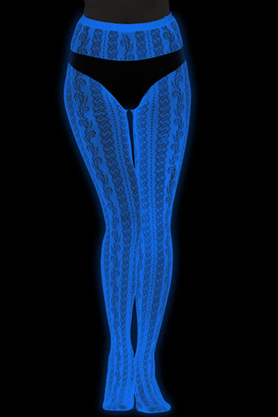 Glow-in-the-Dark Geometric Tights UV Reactive Lingerie Diva