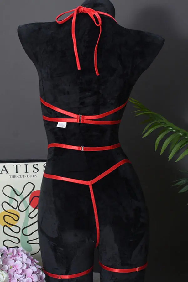 Red Strappy Bow Lingerie Set Lingerie Diva