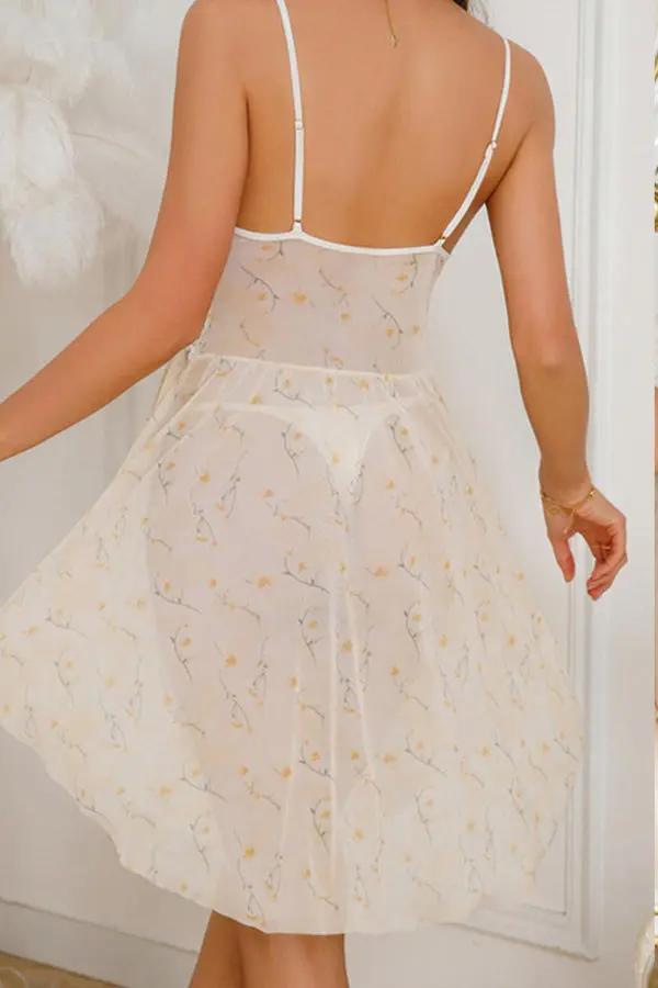 Heart Lace and Floral Mesh Nightgown Lingerie Diva