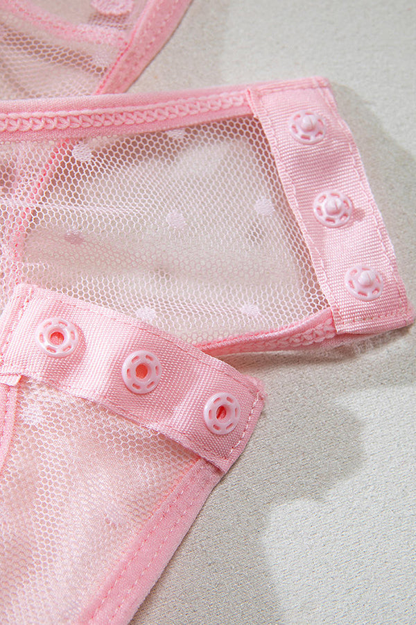 Pink Floral Sheer Mesh Bodysuit