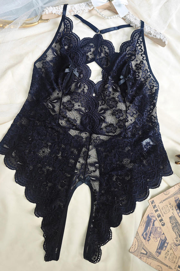 Plus Size Sexy Lace Crotchless Teddy