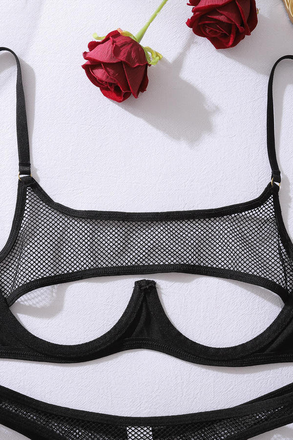 Sheer Fishnet Bra and Panty Set - LingerieDiva Sheer Fishnet Bra and Panty Set - LingerieDiva