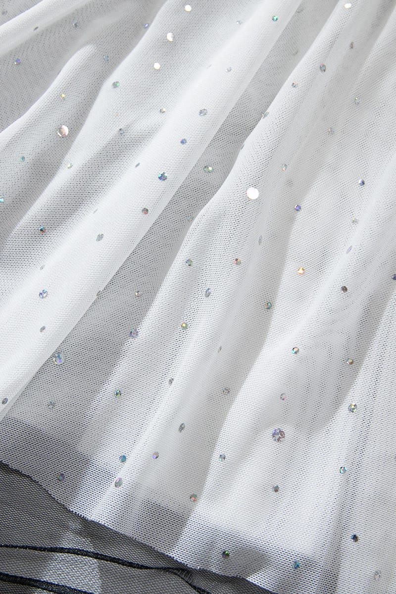 White Sheer Mesh Rhinestones Babydoll
