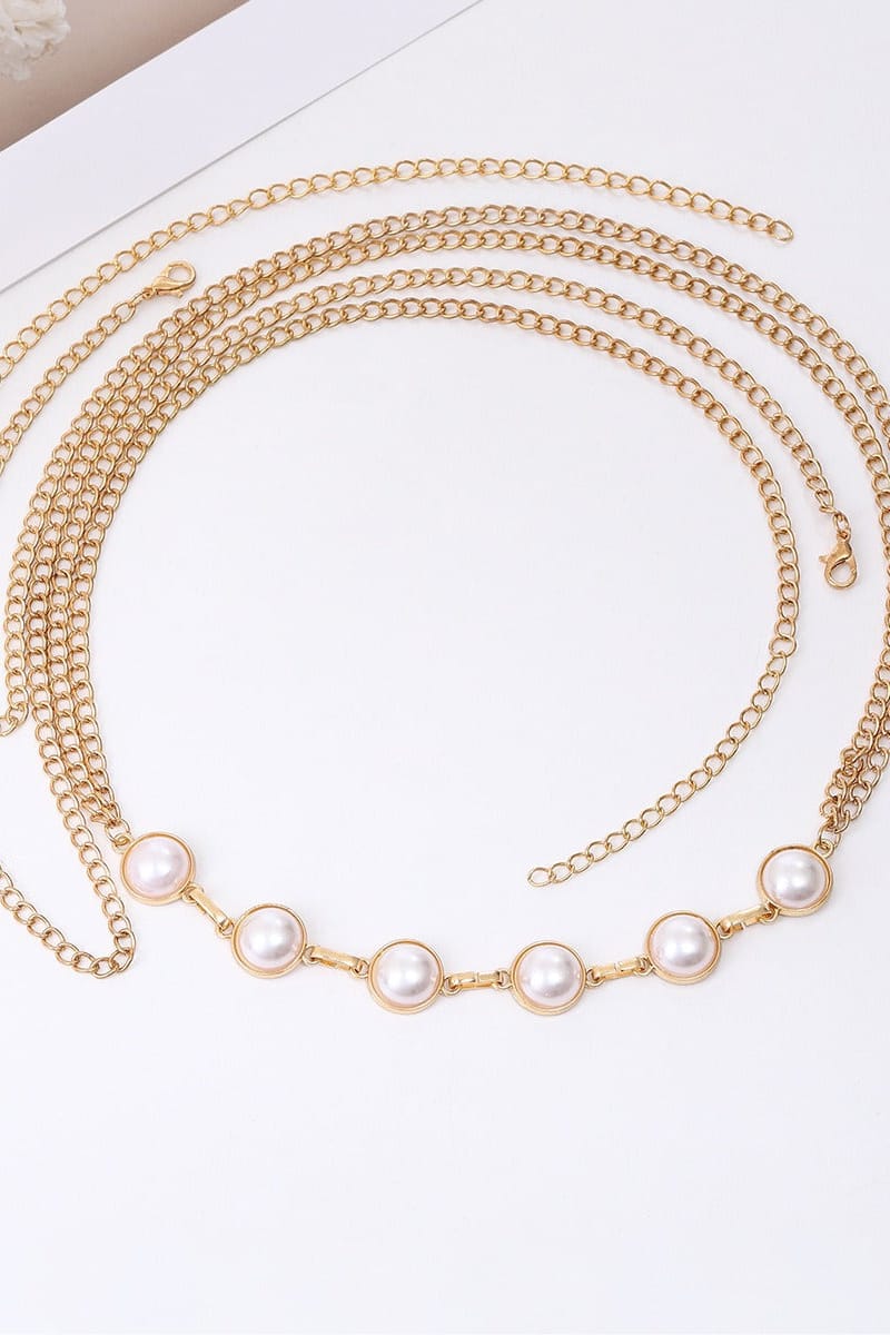 Gold Pearl Body Chain Necklace
