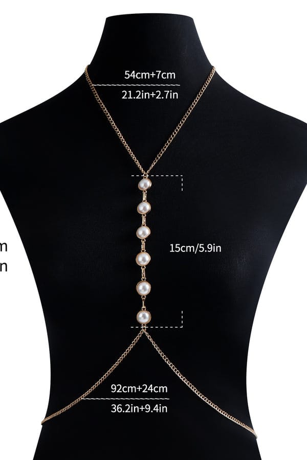 Gold Pearl Body Chain Necklace