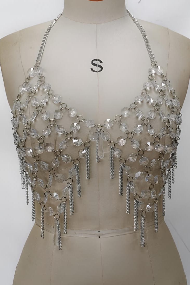 Crystal Rhinestone Body Chain Lingerie Set