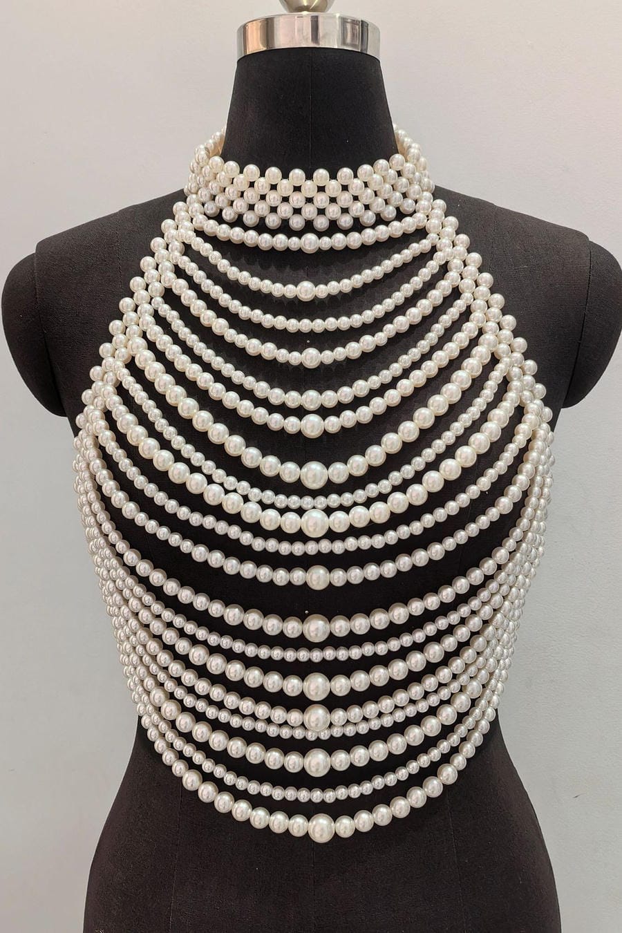 Multi-Strand Layered Pearl Body Necklace