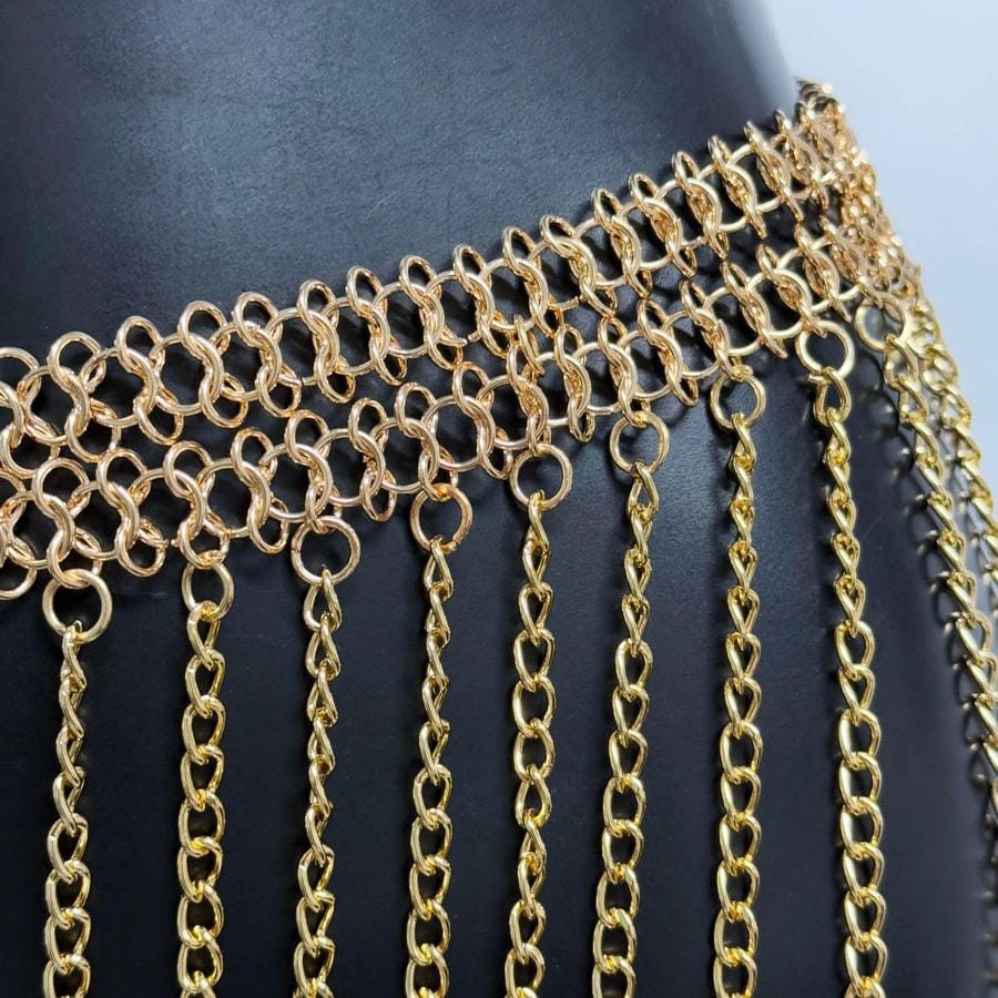Gold Chain Fringe Waist Belt
