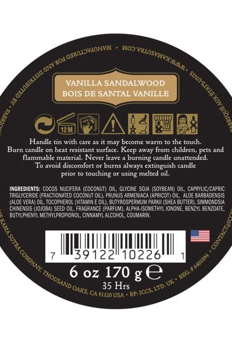 Kama Sutra Ignite Massage Soy Candle - Vanilla Sandalwood