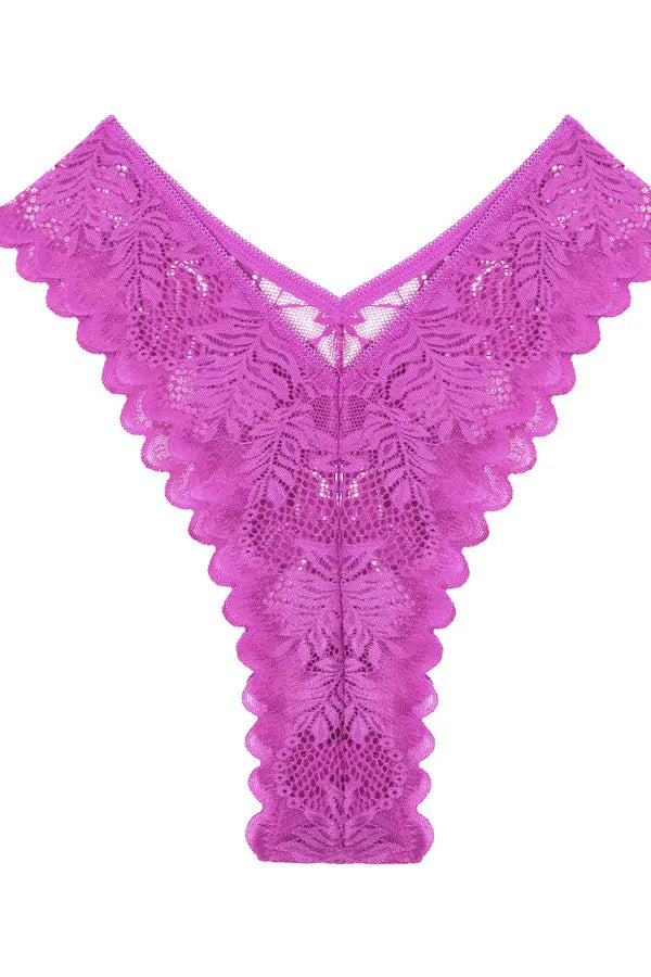 Purple Lace Cheeky Cut Thong FineToo