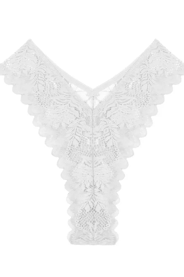 White Lace Cheeky Cut Thong FineToo