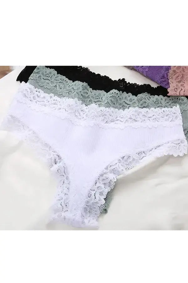 White Low-Rise Ribbed Thong FineToo