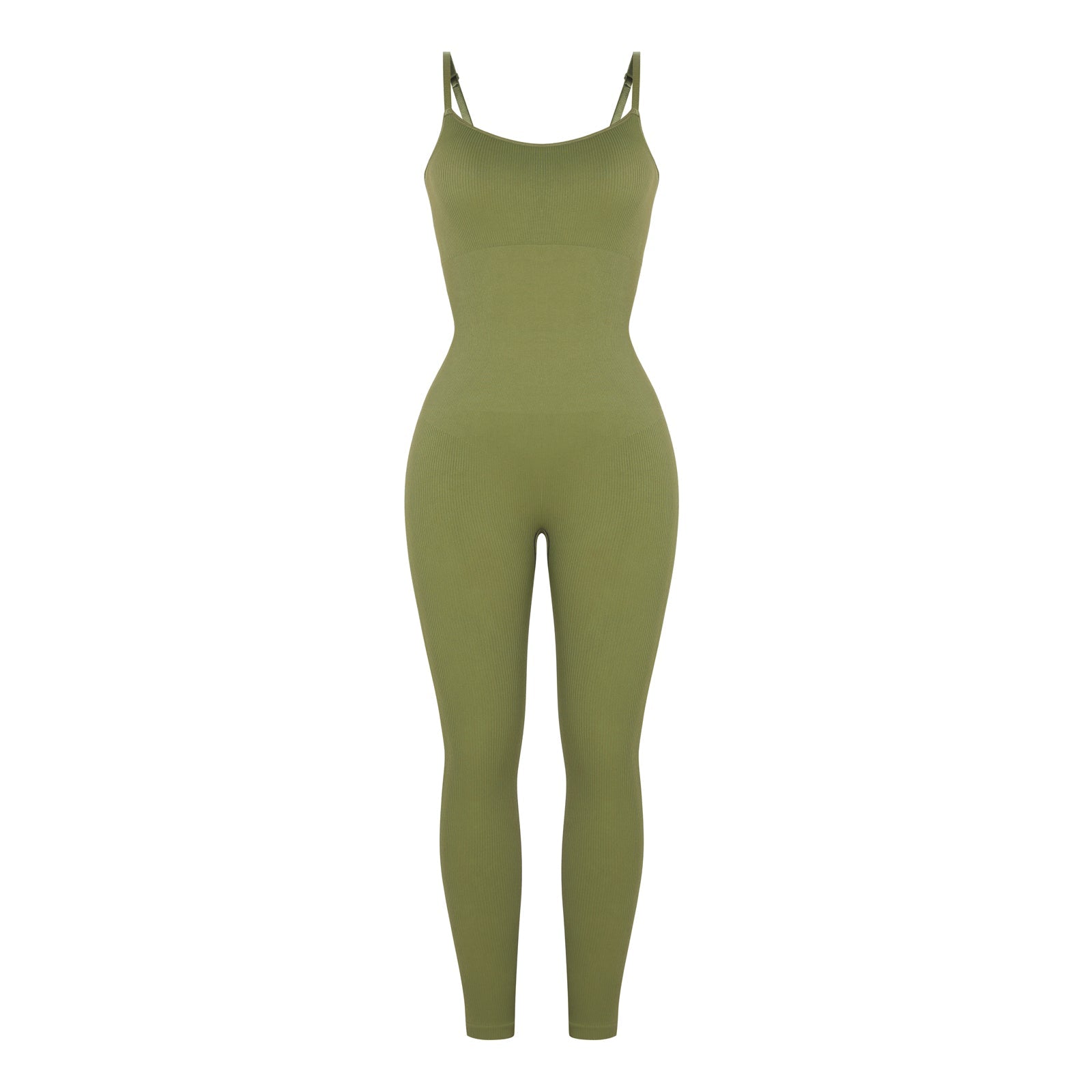 Classic Sage Ribbed Shaping Full Jumpsuit