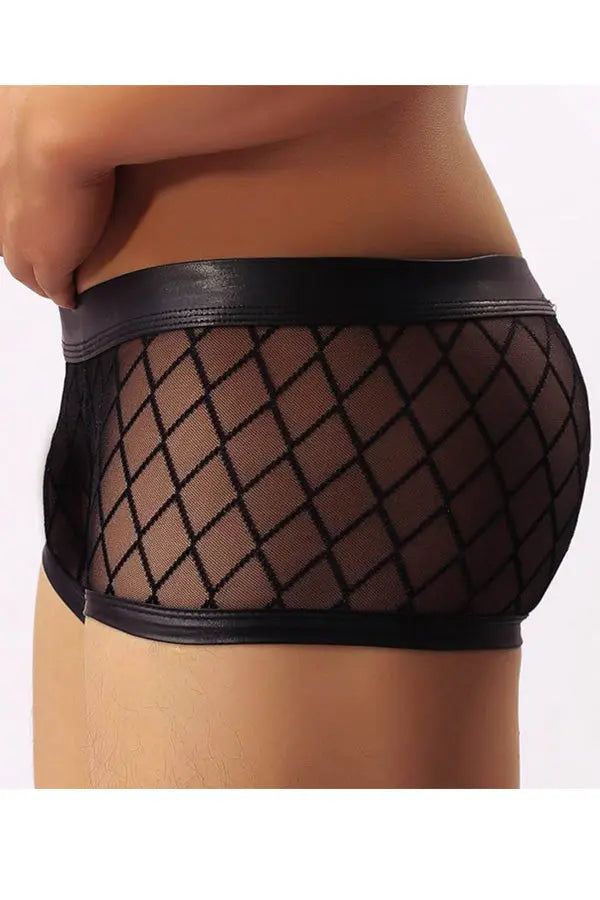 Mens Sexy Sheer Black Boxer Underwear Lingerie Diva