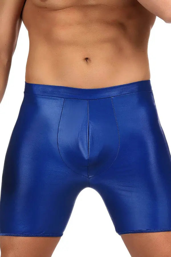 Blue Open Back Long Line Boxer Shorts Lingerie Diva