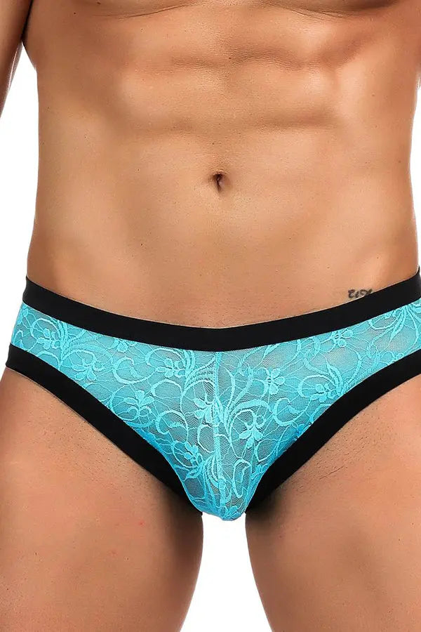 Men&#39;s Blue Lace Bikini Lingerie Diva
