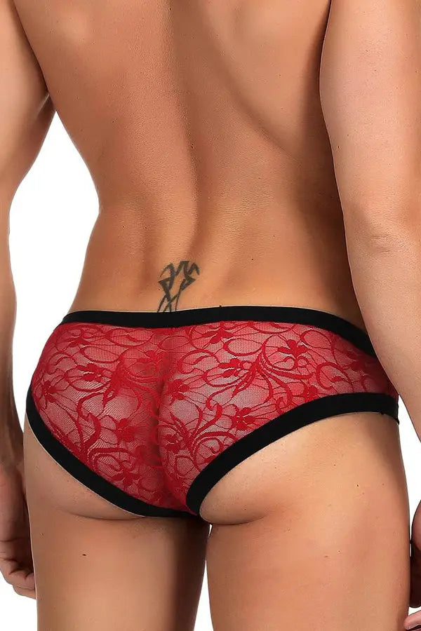 Men's Red Lace Bikini Lingerie Diva