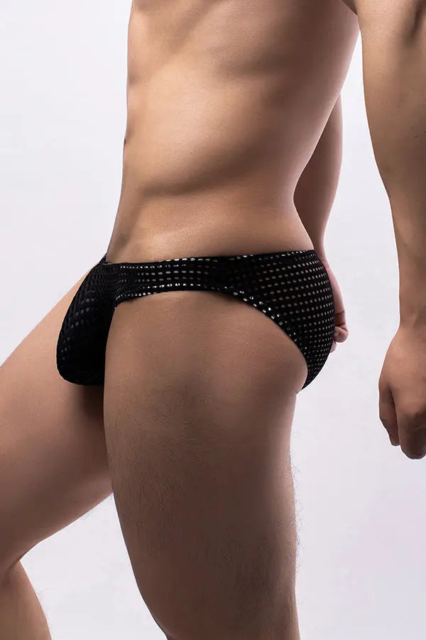 Black Breathable Mesh Sexy Men&#39;s Brief Lingerie Diva
