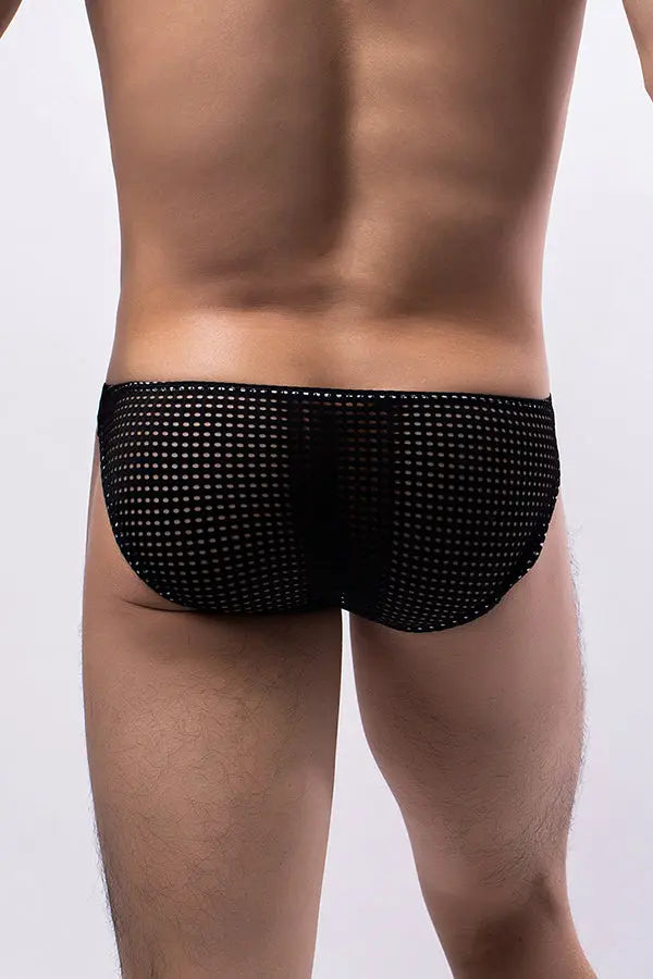 Black Breathable Mesh Sexy Men&#39;s Brief Lingerie Diva