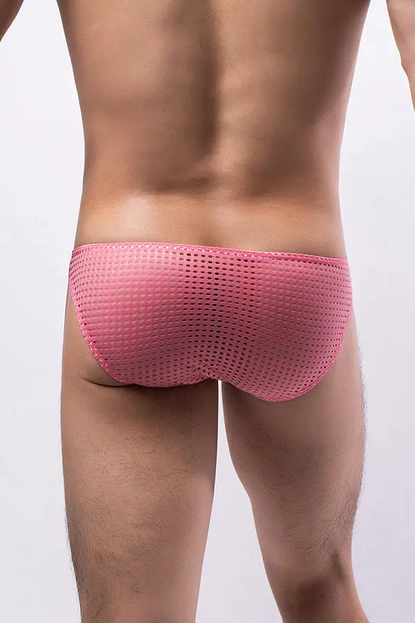 Pink Breathable Mesh Sexy Men&#39;s Brief Lingerie Diva