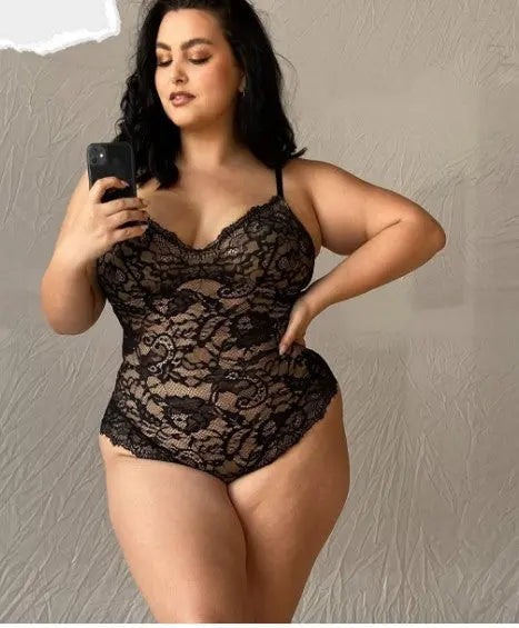 Elegant Black Lace Deep V Slimming Tummy Control Bodysuit CocoLolos