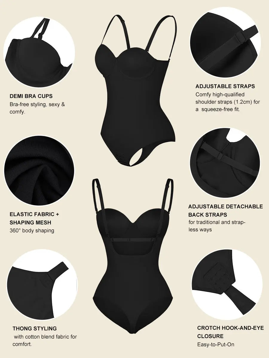 Classic Black Underwire Bustier Shaping Bodysuit CocoLolos