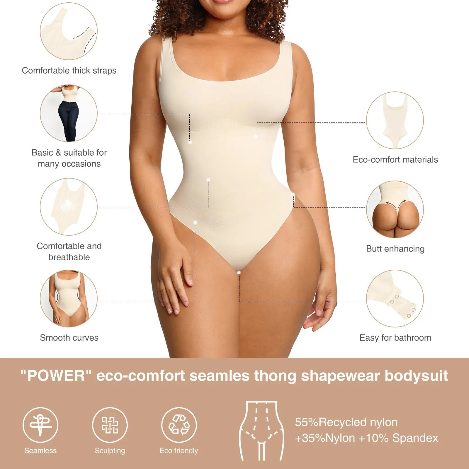 Classic Ivory Slimming Bodysuit Tank CocoLolos