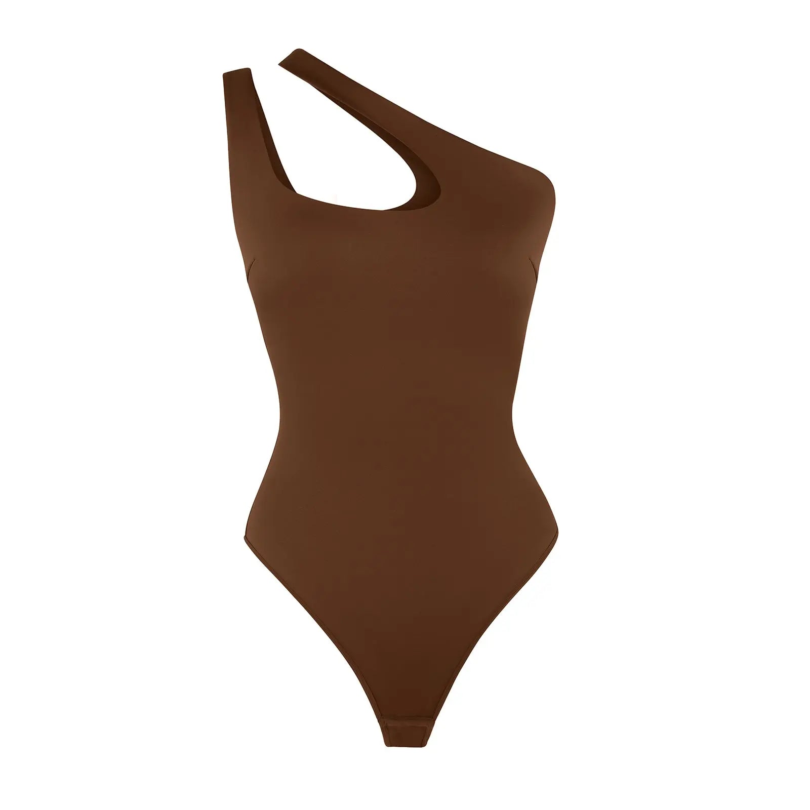 Chic Cocoa Asymmetrical One Shoulder Shaping Bodysuit CocoLolos