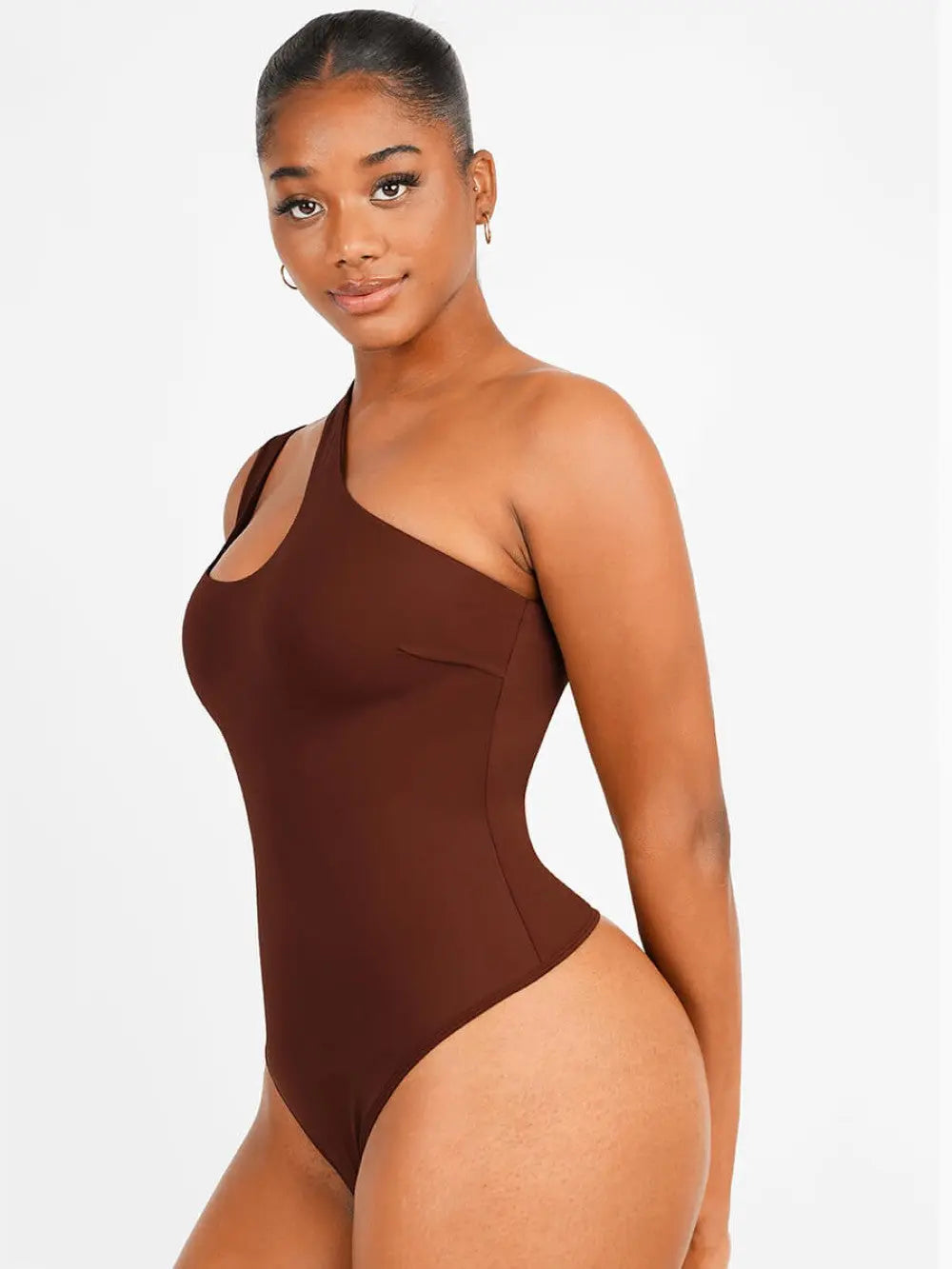 Chic Cocoa Asymmetrical One Shoulder Shaping Bodysuit CocoLolos