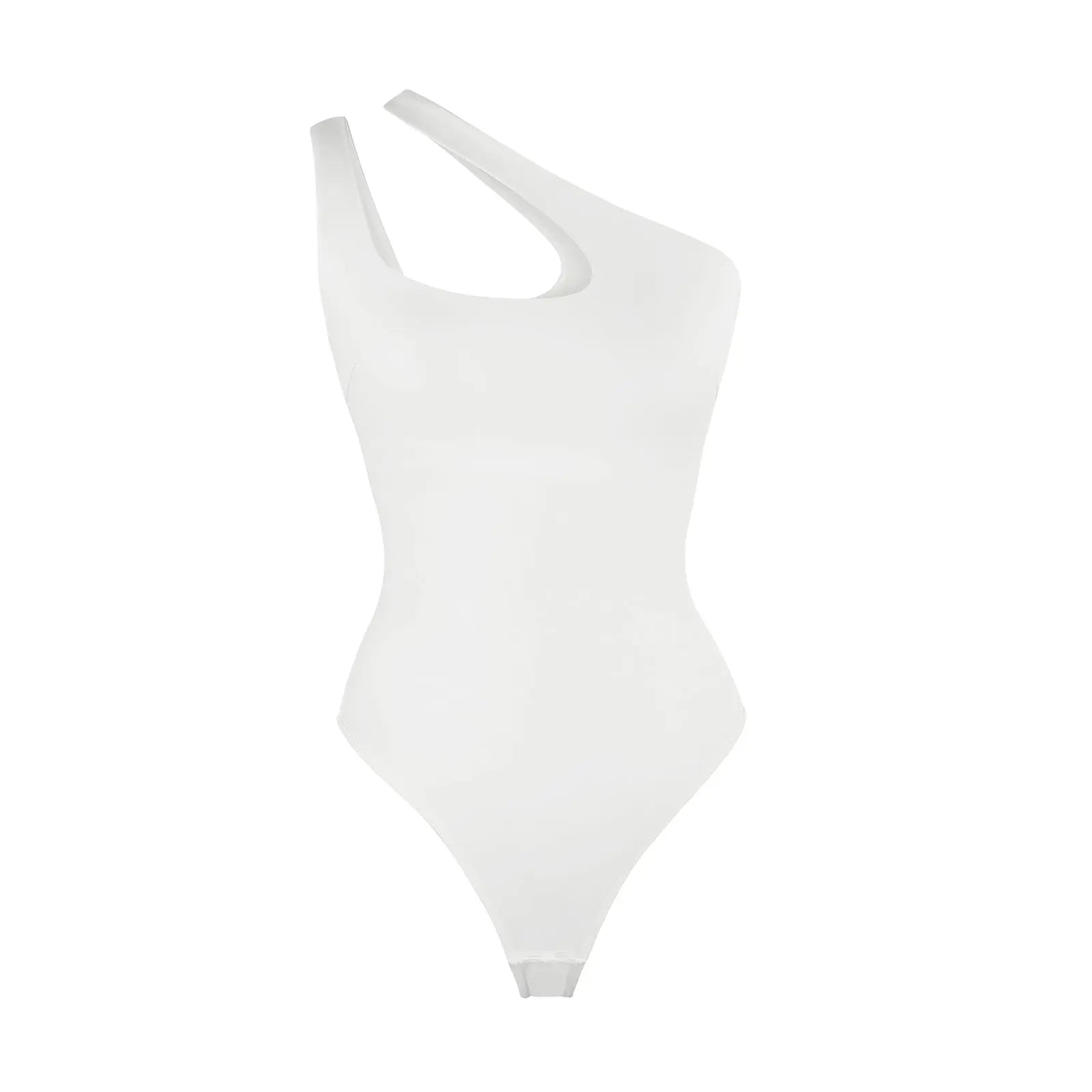 Chic White Asymmetrical One Shoulder Shaping Bodysuit