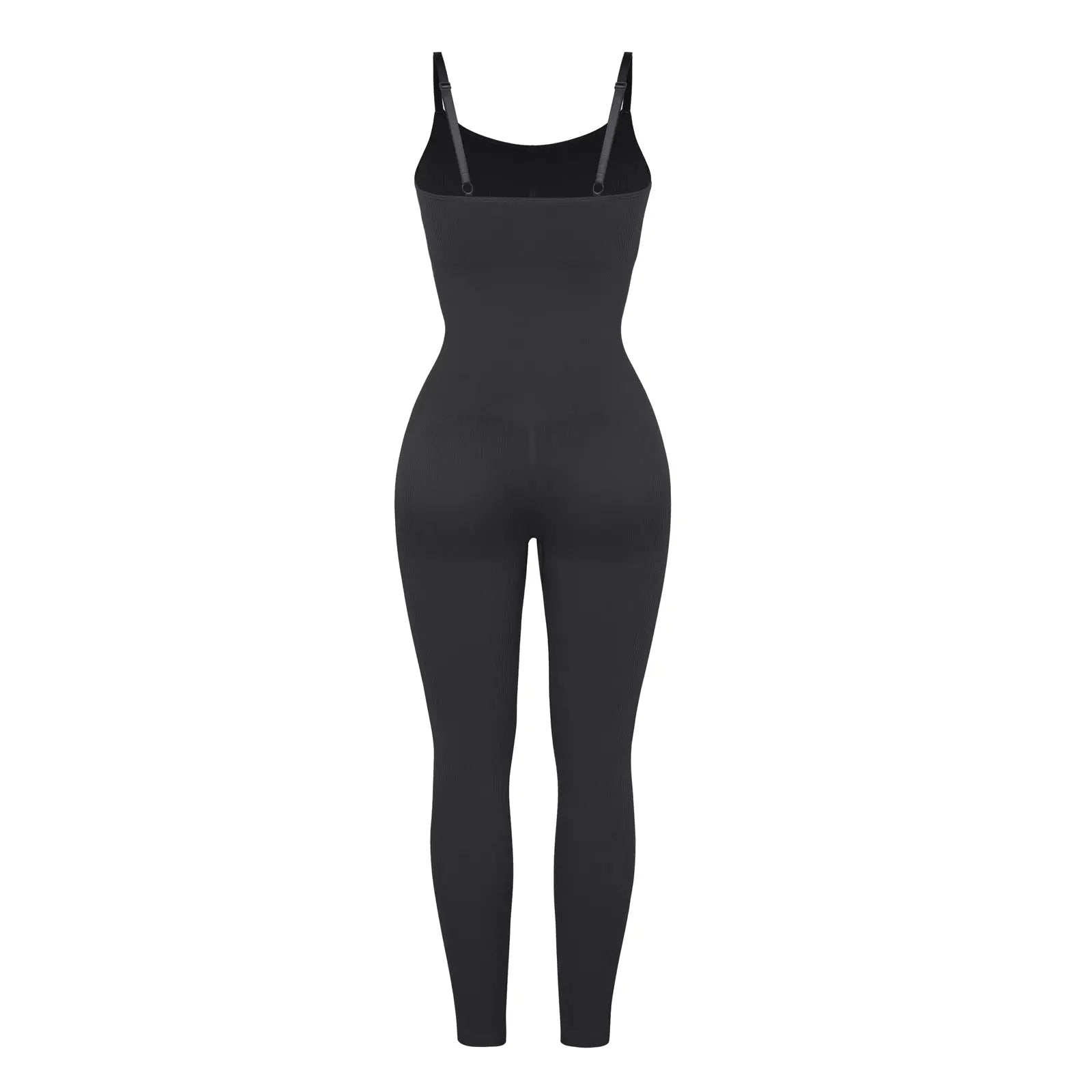 Chic Black Ribbed Shaping Full Jumpsuit CocoLolos