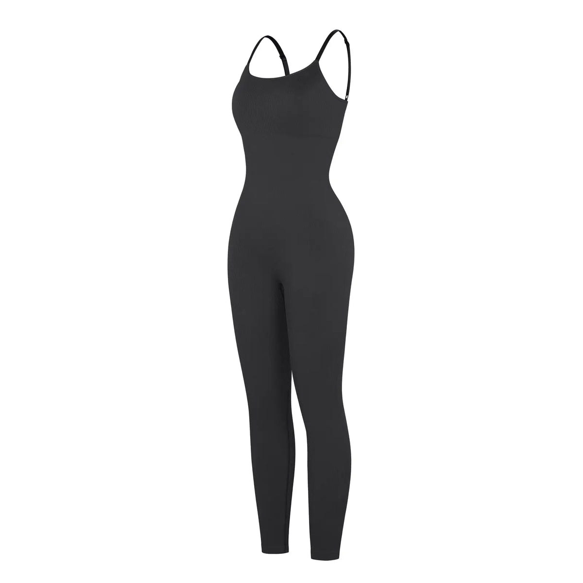 Chic Black Ribbed Shaping Full Jumpsuit CocoLolos