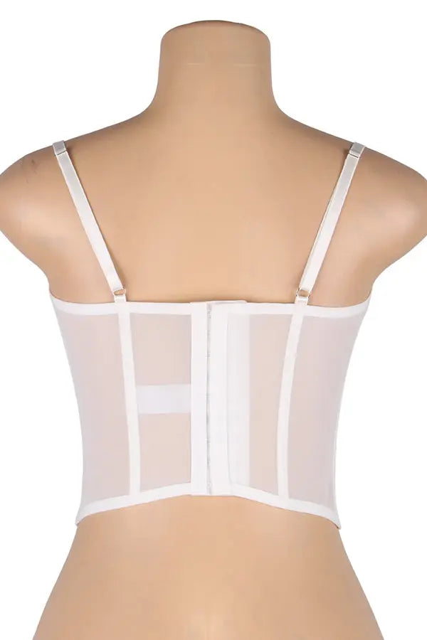 White Mesh and Lace Corset Lingerie Diva