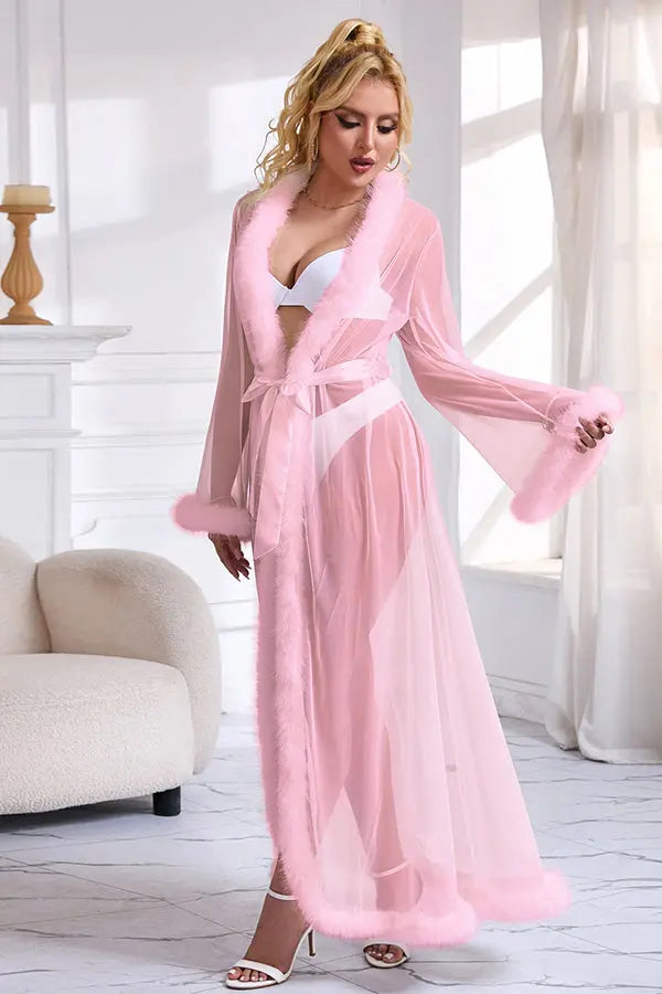 Pink Old-Hollywood Romance Robe Lingerie Diva