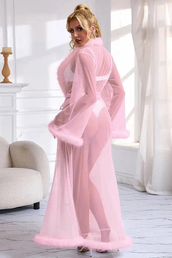 Pink Old-Hollywood Romance Robe Lingerie Diva