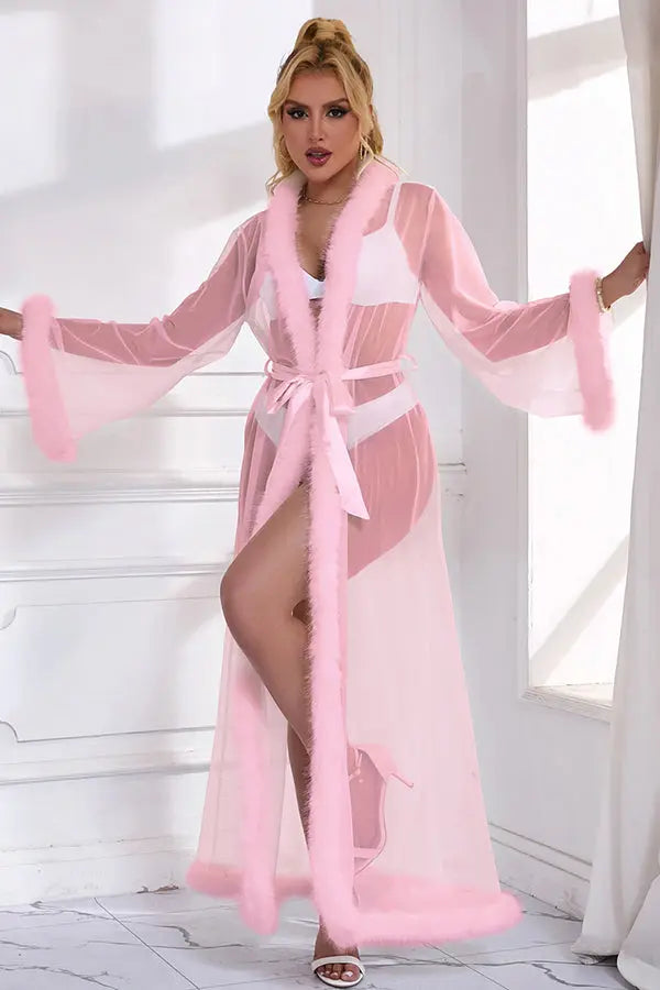 Pink Old-Hollywood Romance Robe Lingerie Diva