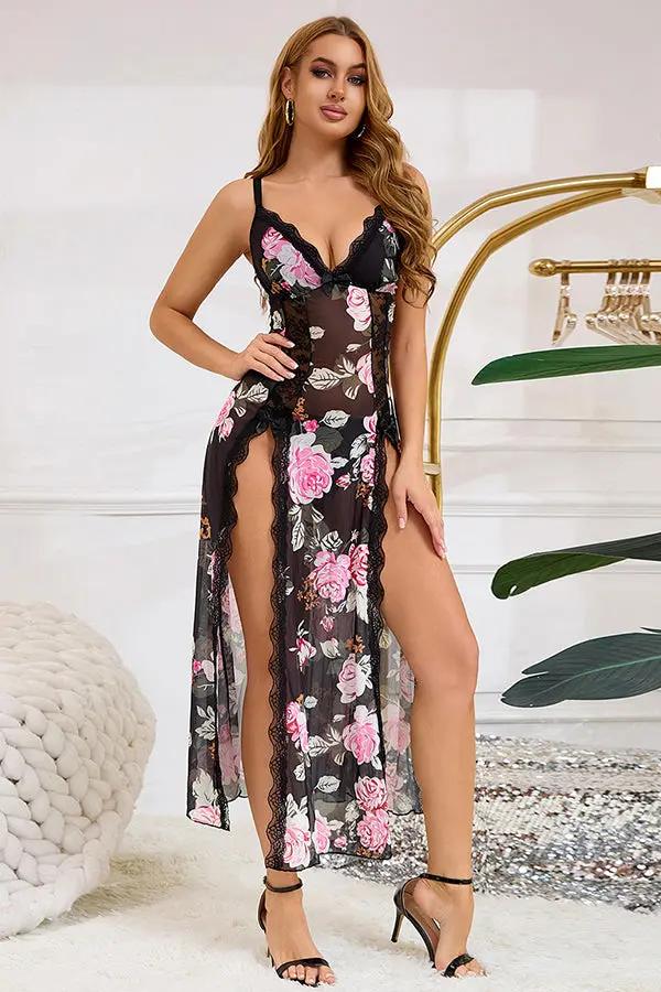 Floral Sheer Lace Maxi Lingerie Dress Lingerie Diva