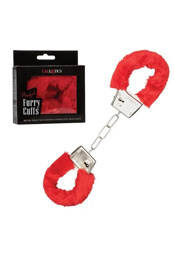 Red Soft Faux Fur Handcuffs Eldorado