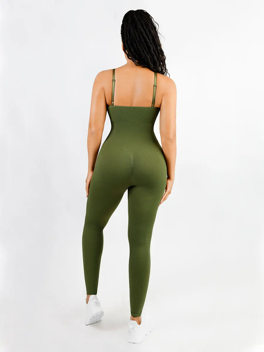 Classic Sage Ribbed Shaping Full Jumpsuit CocoLolos
