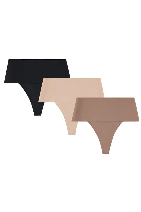 Fused Elegance : Designer Trio of Shaper Thong Panties - Breathable Control CocoLolos