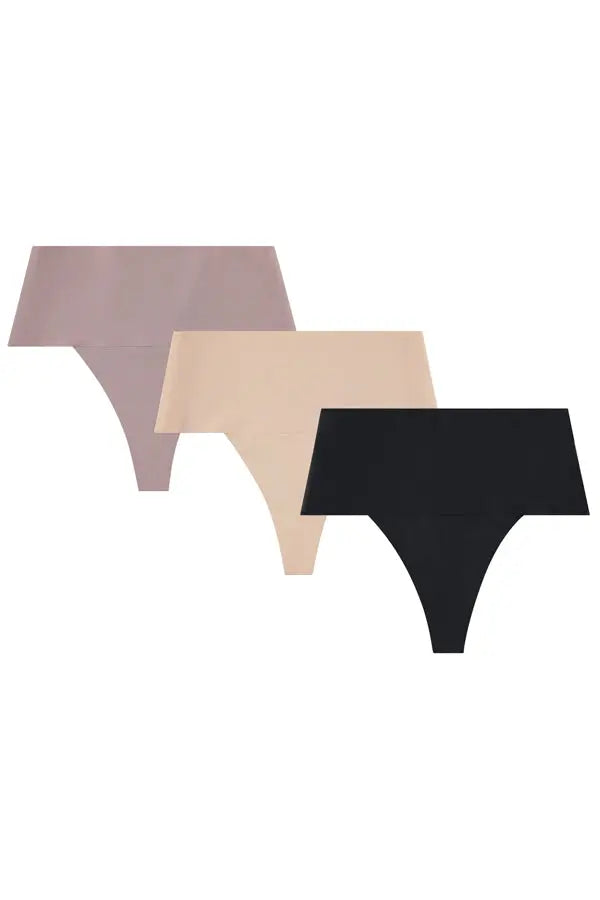 Fused Elegance : Designer Trio Shaper Thong Panties - Breathable Control CocoLolos