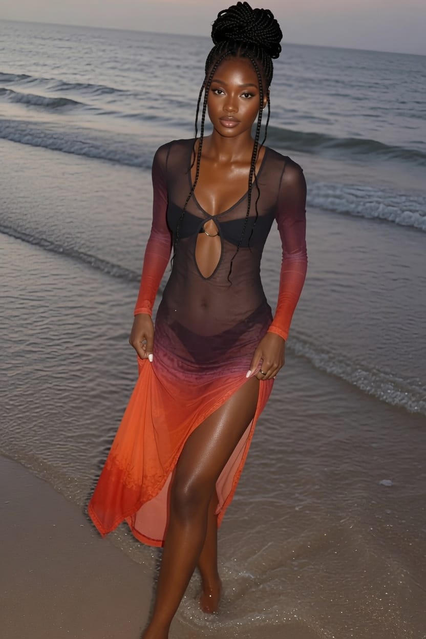 Sexy Sheer Mesh Swim Coverup Dress