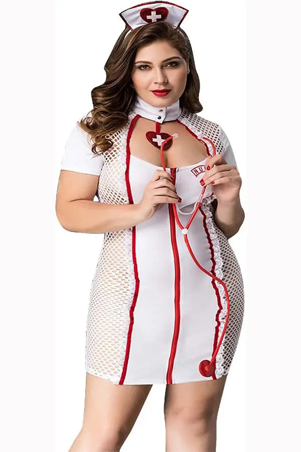 Plus Sexy Nurse Costume Velvet Kitten