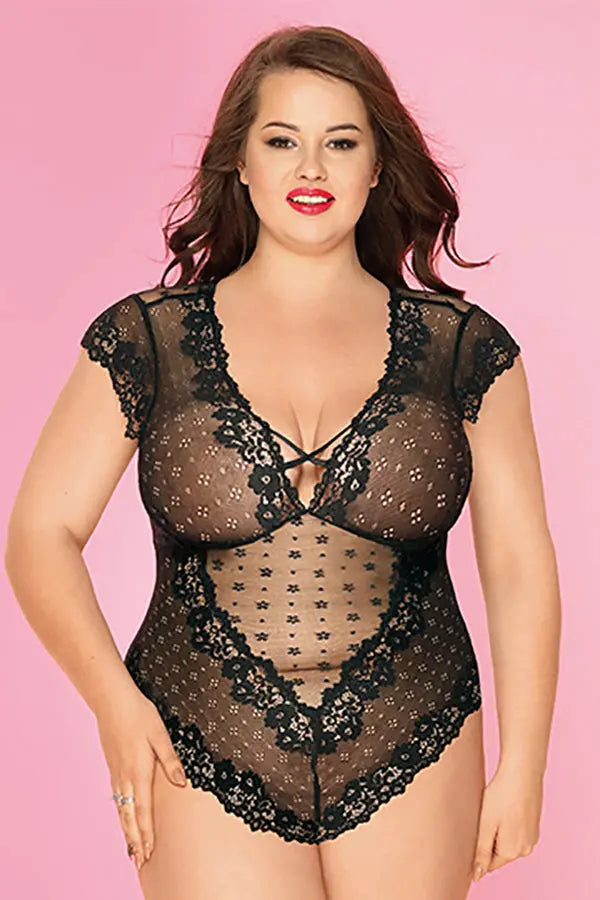 Queen Sheer Floral Lace Teddy Velvet Kitten