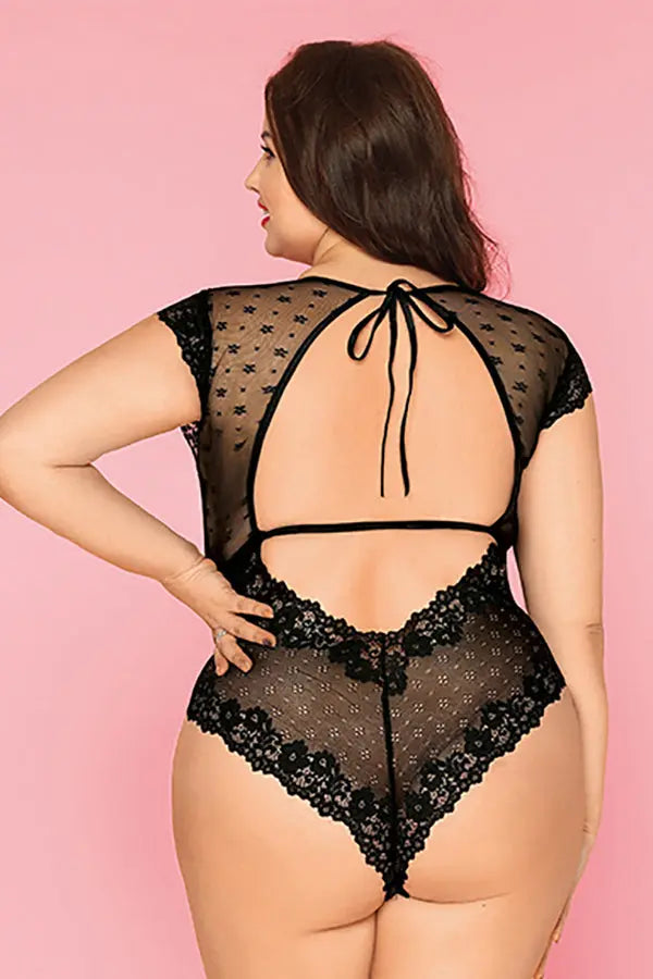 Queen Sheer Floral Lace Teddy Velvet Kitten