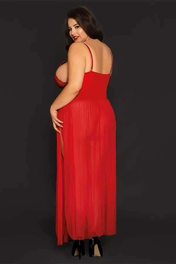 Queen Red Hot Vinyl and Lace Nightgown Velvet Kitten