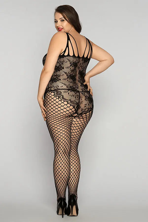 Queen Ultra Sexy Lace and Fishnet Bodystocking Velvet Kitten