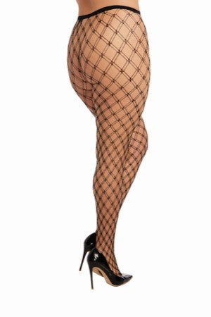 Plus Double Knitted Fence Net Pantyhose