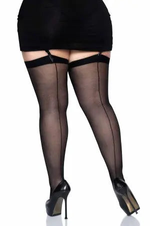 Plus Sheer Backseam Diva Stockings Leg Avenue