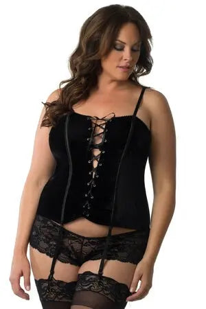 Plus Seductive Velvet Corset - LingerieDiva